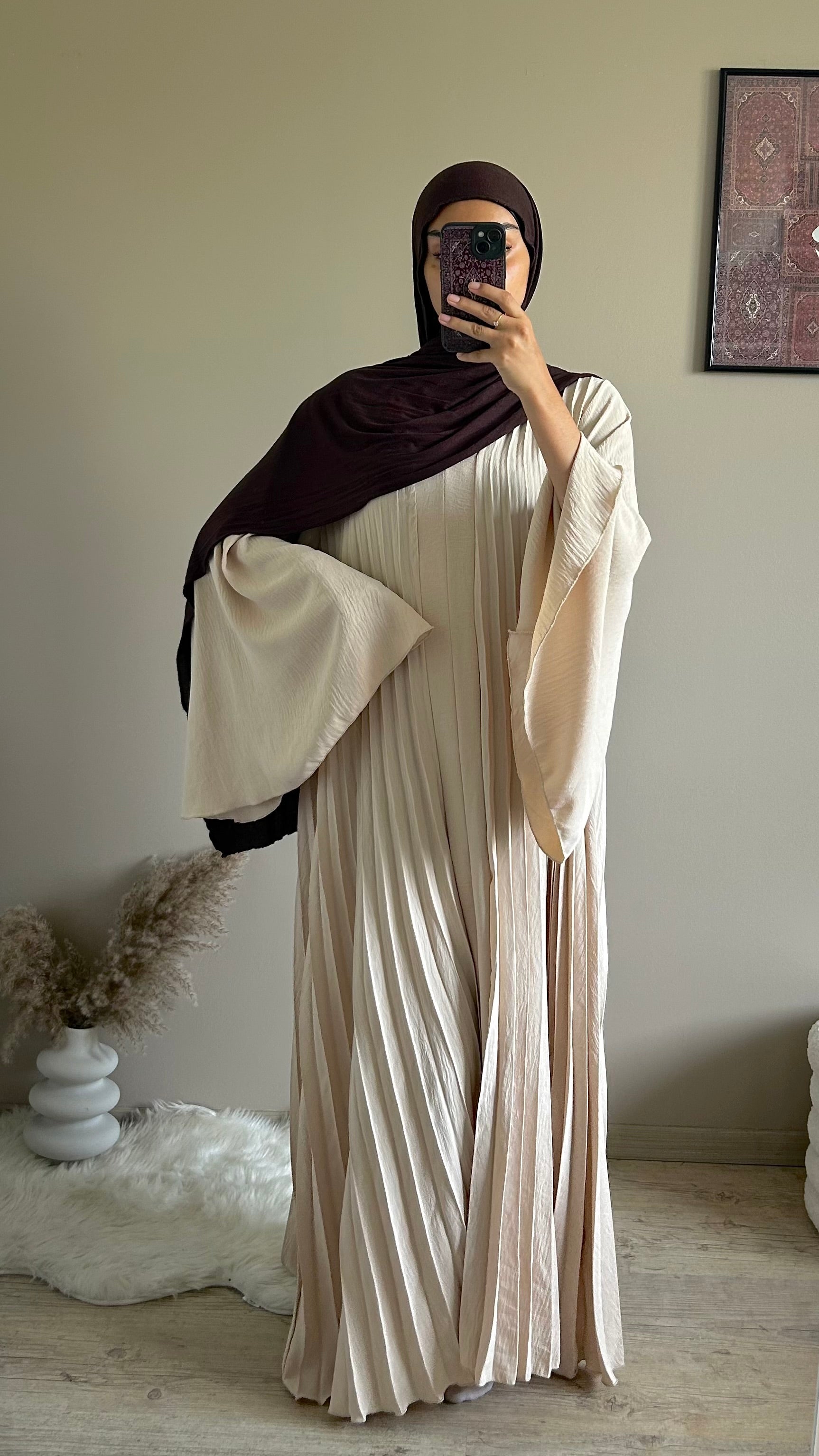 Abaya longue plissée